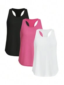 Easithlete Absorbs Sweat Breathable Crop Sports Teeworkout Tank Top - Multicolor - View 1