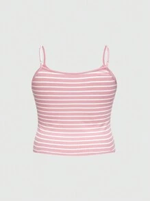 ROMWE Bộ đồ mặc nhà sọc mùa hè Plus Size & quần short - Hồng - Xem 3