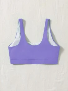 SHEIN Swim Solid Color Bikini Top, Simple And Stylish For Your Beach Vacation,Summer Beach - Mauve Purple - View 2