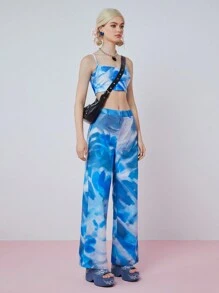 SHEINNeu Women's Random Printed Simple Daily Long Pants - Multicolor - View 1