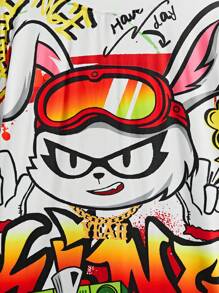 Manfinity VCAY 2pcs/Set Men Plus Size Casual Loose Short Sleeve T-Shirt And Drawstring Shorts Outfits - Multicolor - View 8