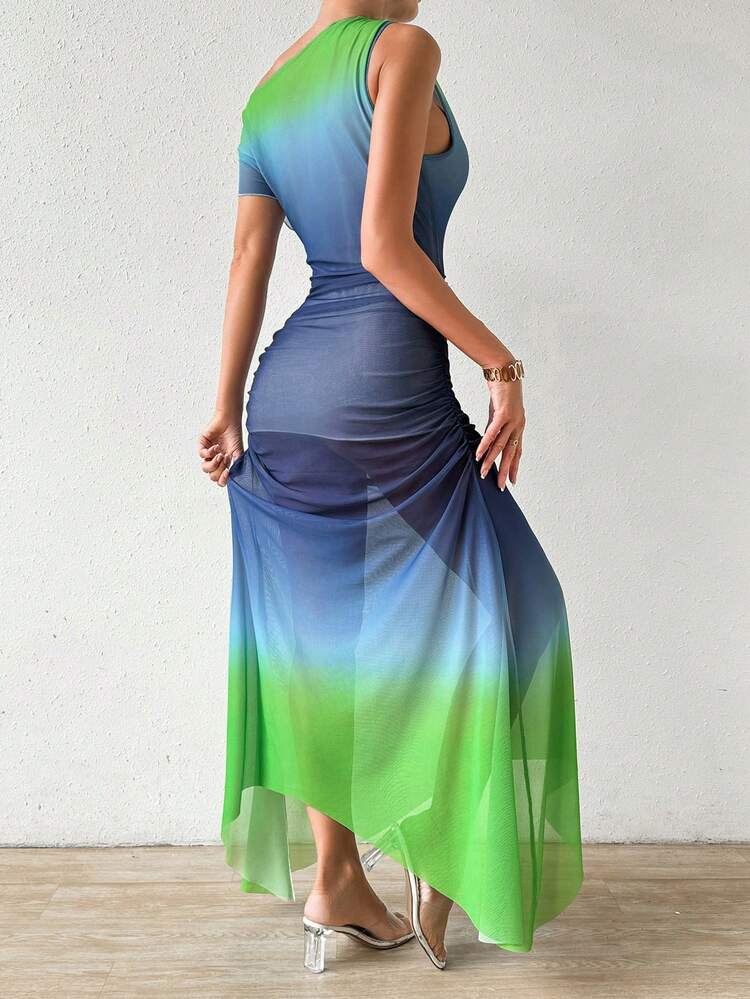 Women's Random Printed Simple Daily Asymmetrical Neck Dress