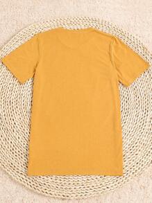 SHEIN LUNE 大尺碼夏季休閒短袖T恤，印有星星圖案