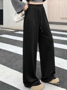 Dazy Designer 女式黑色慢跑裤，弹力下摆，时尚运动裤 - 黑色 - 查看 6