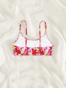 SHEIN Swim Bikini Top, Random Print Summer - Multicolor - View 3