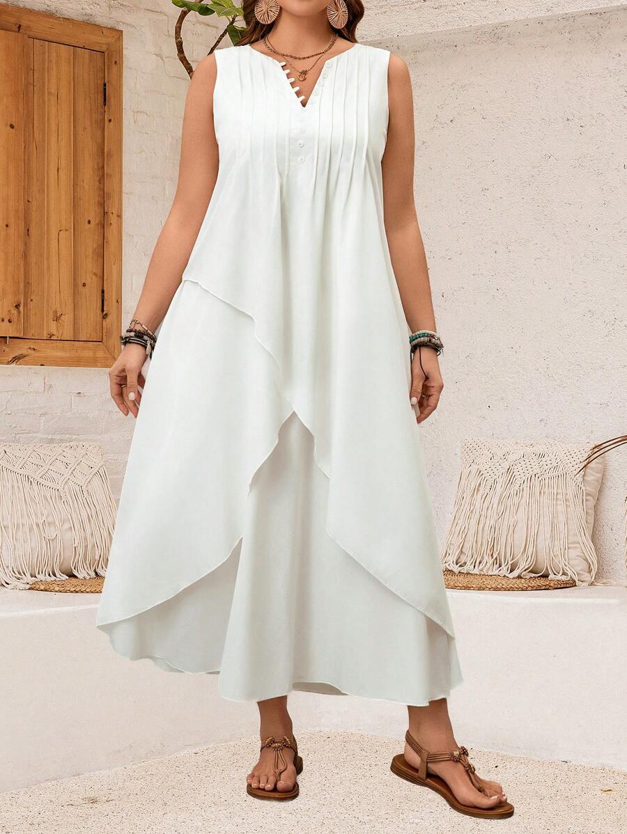 EMERY ROSE Vestito bianco lungo estivo 2 in 1 taglia curvy - Bianco - Visualizzare 1