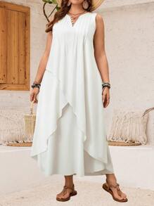 EMERY ROSE Vestito bianco lungo estivo 2 in 1 taglia curvy - Bianco - Visualizzare 4