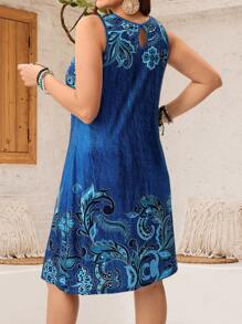EMERY ROSE Plus Size Blue Printed Summer Dress