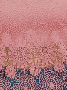 Calvaya 加大尺碼女士優雅的蕾絲圓領長袖純色襯衫，春季/夏季 - 藕粉色 - 查看 7