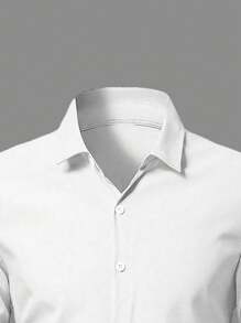Manfinity Mode Camisa formal diaria básica de trabajo de manga larga de unicolor para hombres de talla grande, ideal para primavera/verano