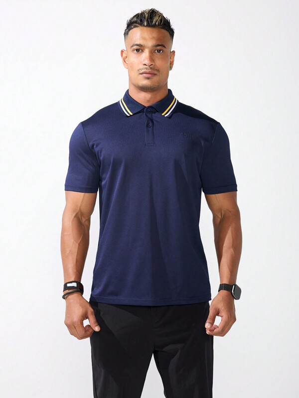 Manfinity Sport Corelite Chemise polo à manches courtes rayées d'été de style décontracté pour homme, chemise de golf
