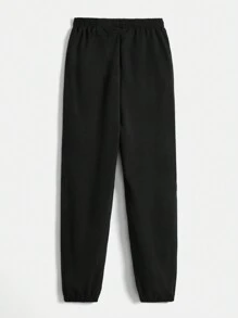 SHEIN Tween Boy Casual Slim-Fit Ribbed Jogger Pants - Black - View 2
