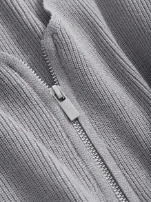 DAZY Suéter de punto de unicolor para hombre, cuarto de cremallera de verano para hombre - Gris Claro - Ver 8