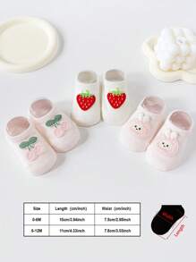 3pairs Cute Decorative Anti-Slip Floor Socks For Baby Girls, Suitable For Daily Wear