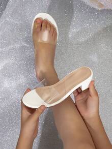 נעלי עקב שקופות אופנה נוחה לילדות - שקוף - ראה 4