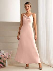 SHEIN Belle Áo dài cô dâu thanh lịch cho nữ - Màu Hồng  San hô - Xem 6