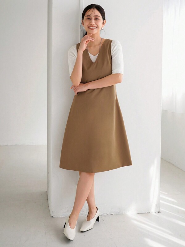 Aveloria Vestido de mujer con división sin mangas de unicolor