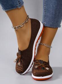 STEPREACH 秋冬新款春季女士运动鞋，时尚透气轻便防滑耐磨休闲平底乐福鞋，女士运动鞋 - 卡其色 - 查看 3