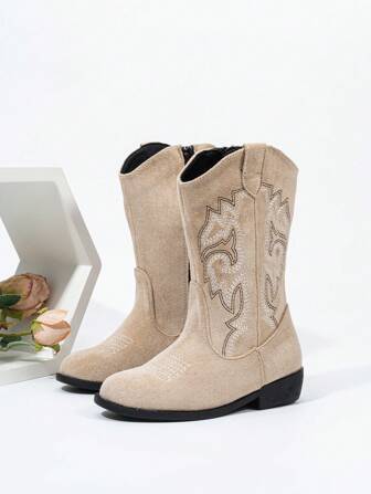 儿童时尚个性化音乐节耐用刺绣西部牛仔靴