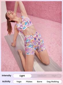 4.3英寸GLOWMODE X Care Bears™ FeatherFit™跨越式腰頂短褲，低度影響瑜珈日常穿著 - 彩色 - 查看 8