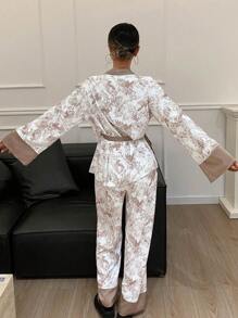 DAZY 女式隨機印花長袖長褲睡衣套裝