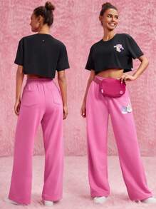 GLOWMODE X Care Bears™ Pima純棉寬鬆短款熊圖形T恤，日常休閒