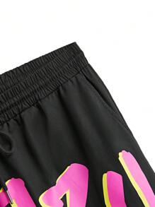 Manfinity VCAY Plus Size Men Woven Pattern Wide Leg Long Pants - Black - View 6