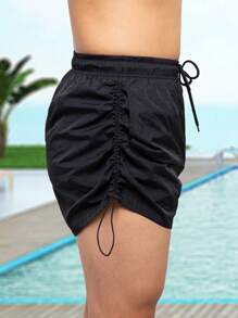Surfspeed Shorts holgados de playa con estampado de letras y cordón ajustable para hombres en vacaciones - Multicolor - Ver 1