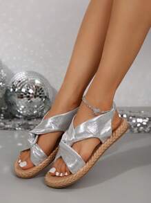 女士柔軟皮革交叉輕便戶外涼鞋