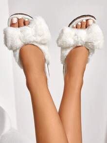 Cuccoo Women's Fashion Round Toe Fluffy Slippers - White - View 6