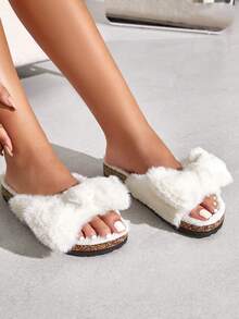 Cuccoo Women's Fashion Round Toe Fluffy Slippers - White - View 7