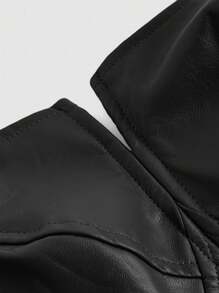 SHEIN MOD لباس علوي بدون حمالات موحدة اللون جلد صناعي هافة باندانا