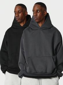 SUMWON 2 Packs Overhead Essential Hoodie - Grey - View 1