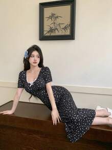 DAZY 女式夏季印花短袖连衣裙