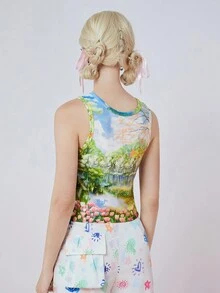 SHEINNeu 女士假期風格印花無袖上衣 - 彩色 - 查看 2