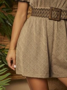 SHEIN SXY Women's Plain And Simple Daily Jumpsuit - Brown - View 4