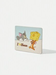 TOM & JERRY X SHEIN 卡通汤姆、杰瑞、国际象棋和口号印花迷你卡夹