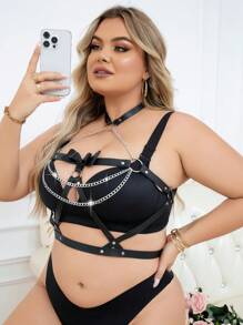 Plus Size Women's Fashion Chain Decoration Lingerie Accessory - Black - View 1
