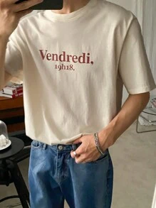 DAZY Hombres Camiseta con estampado de letra
