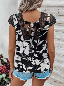 Breezaya Women Lace Patchwork Casual Back Strap Spring/Summer Shirt
