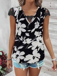 Breezaya Women Lace Patchwork Casual Back Strap Spring/Summer Shirt