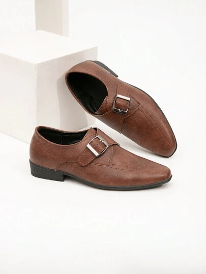 Children's Brown Classic Matte Slip-On Street Style Student Leather Shoes