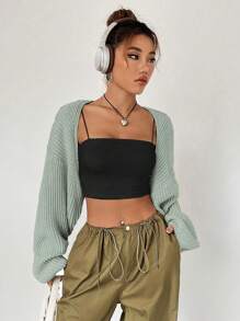 Flirla Women's Open-Front Casual Cardigan Fall Cloth For Women - Green - View 3