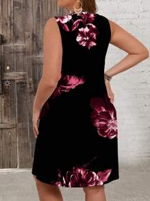 EMERY ROSE Vestito estivo top smanicato floreale casual stampato per donne di taglia grande, vestibilità slim