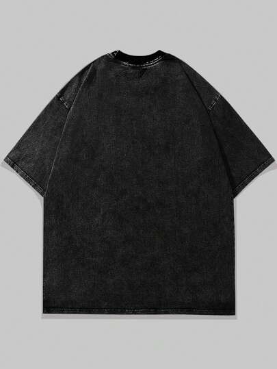 Grunge Punk T-shirt à manches courtes pour homme avec impression en silhouette de figure vintage et délavée, style streetwear Top de gamme