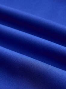 SHEIN EMERY ROSE CURVE Plus Size Solid Color Pleated Maxi Skirt With Pockets - Blue - View 4