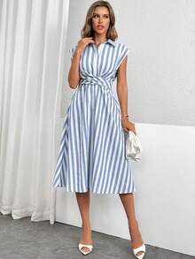 Firerie 女士休閒拼色條紋收緊腰夏季連衣裙 - 彩色 - 查看 6