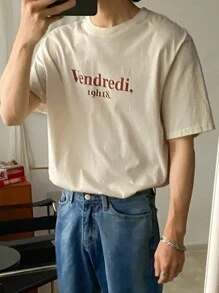 DAZY Hombres Camiseta con estampado de letra