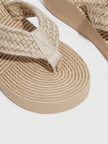 Styleloop 女鞋高跟繩拖鞋，適用於春夏假期，夏季促銷活動 - 杏色 - 查看 4