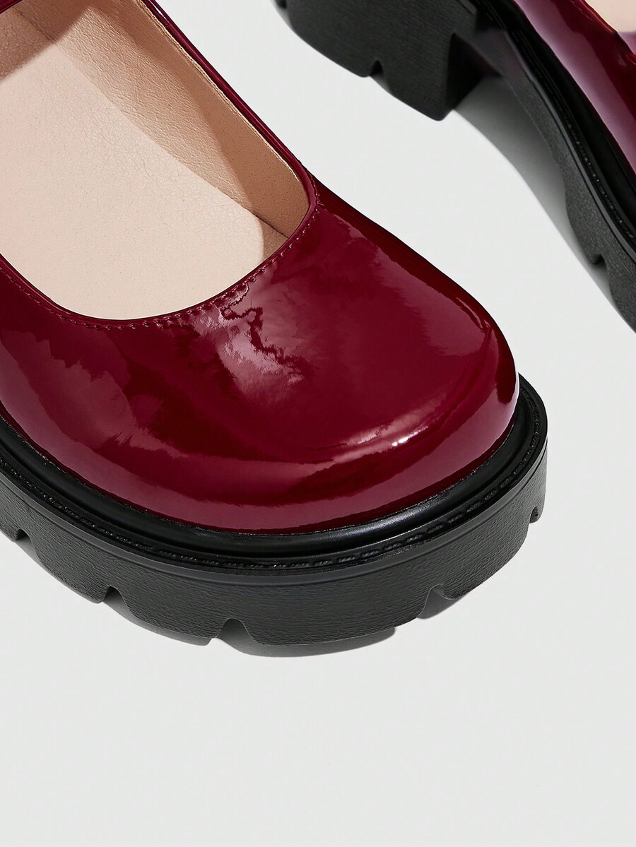 CUCCOO DOLLMOD Women New Years Red Buckle Detail Platform Wedge